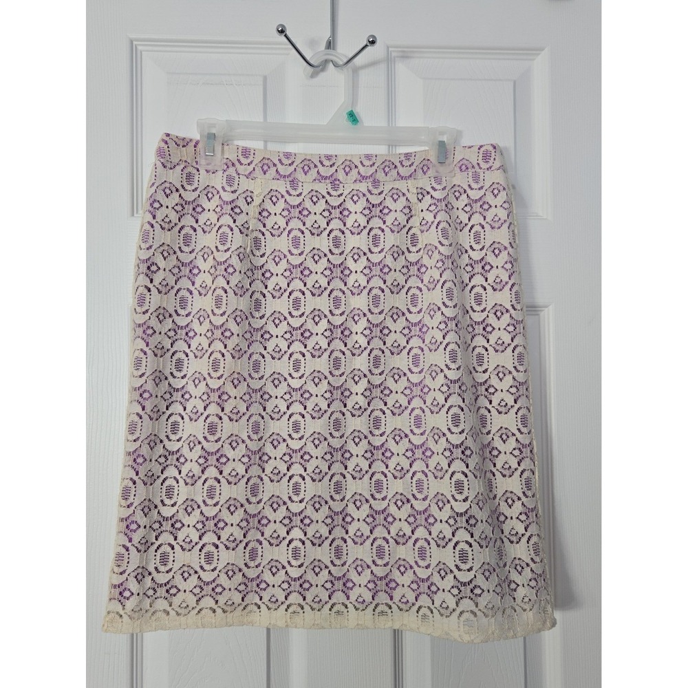 Willi Smith Womans Pencil Skirt Size 6 Purple & Lace